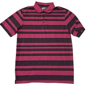 Nike Golf Dri Fit Polo Shirt Mens Medium Red Black Striped Tour Performance